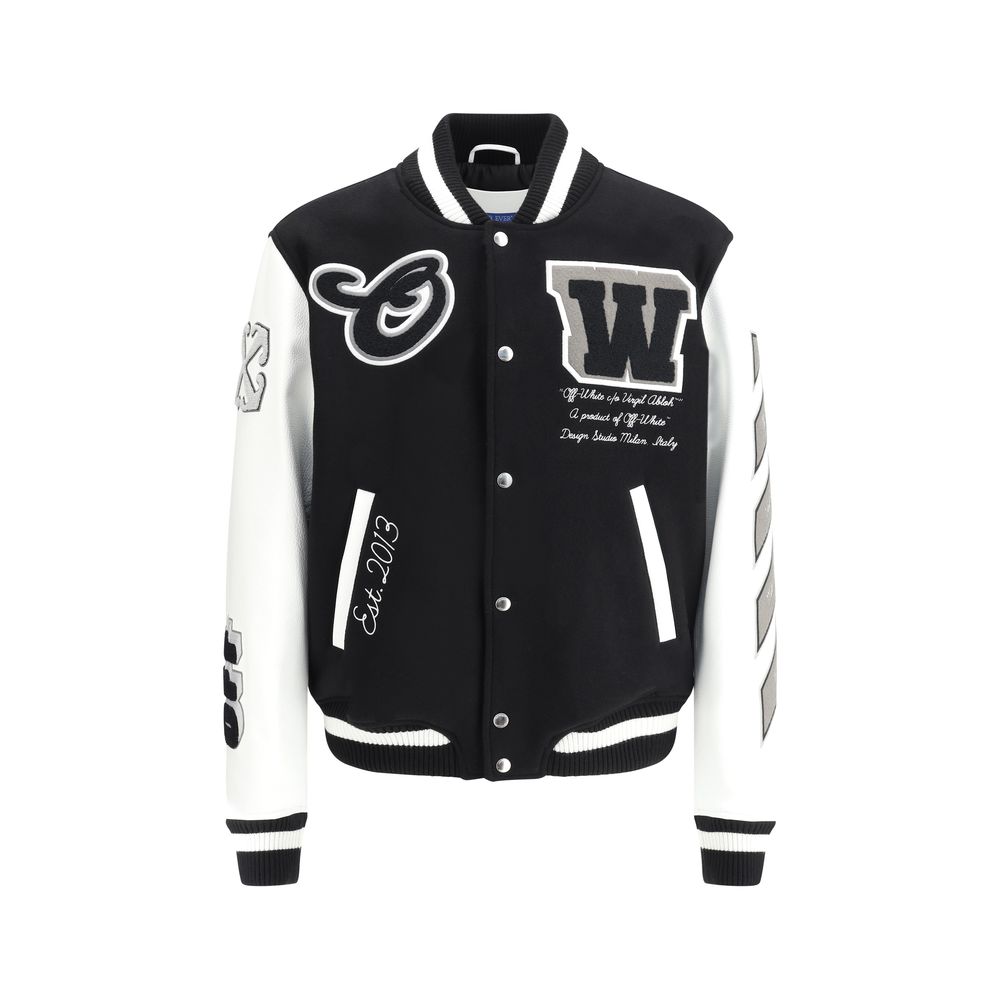Off-White Leather and wool varsity Bomber - SOHO '25