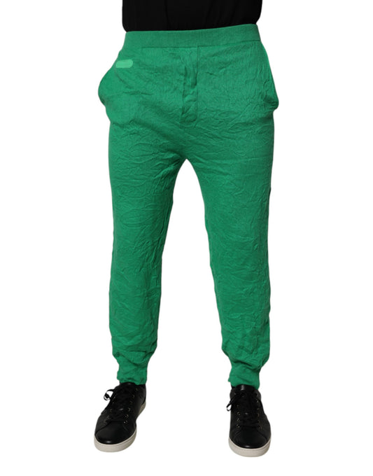 Dsquared² Green Cotton Elastic Waist Men Casual Pants - SOHO '25
